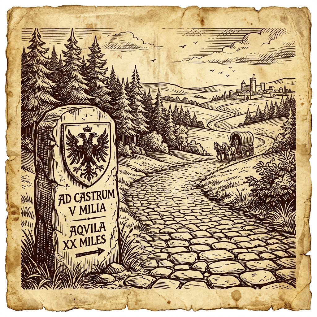 帝国の舗装街道と里程標