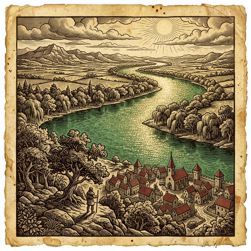 ミルノ川の丘上からの眺望